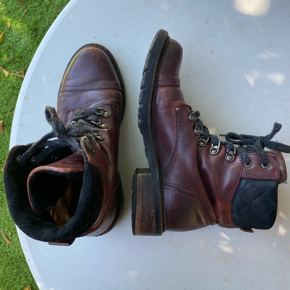 Frye Shoes - Frye Combat Boots in Deep Red